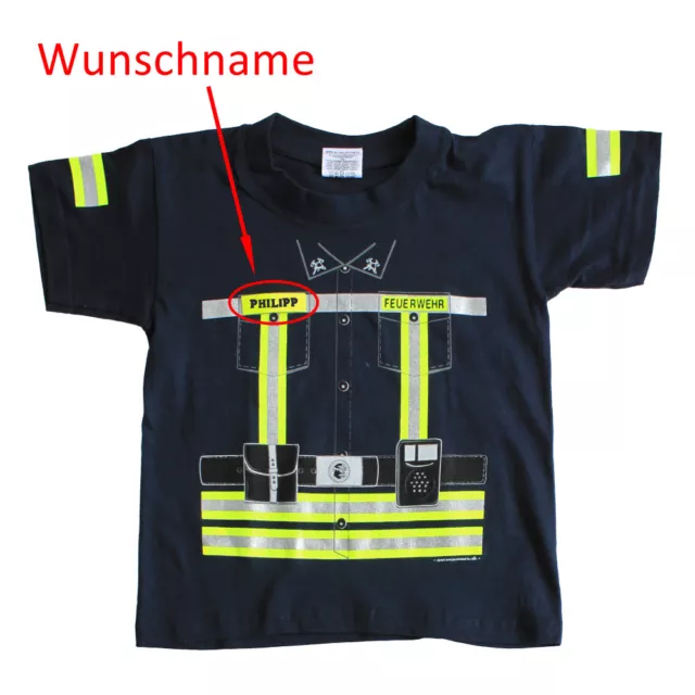 Kinder T-Shirt Feuerwehr 86 - 164 Brust-u. Rueckendruck reflektierend + Ihr Name