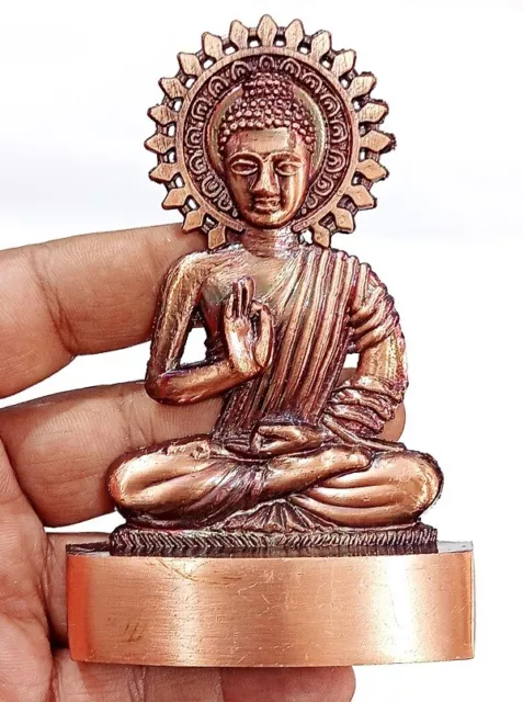 Buda Estatua 4.5" Todo Metal Latón Estatuilla De Budista Shakyamuni Hogar Idol