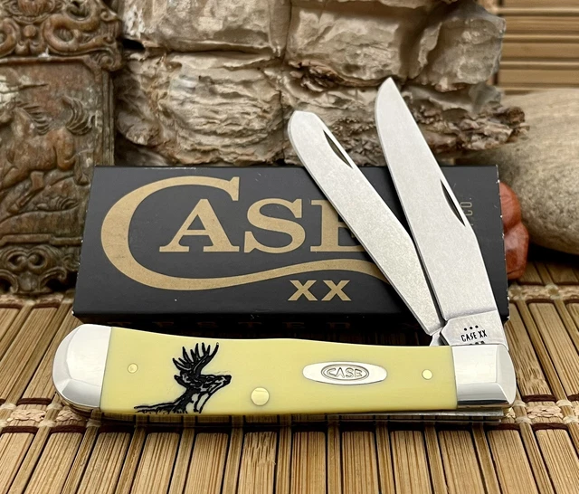 CASE XX USA 2023 Beautiful Black Edition Deer Scene Trapper Pocket