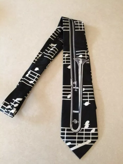 Trombone Black Gray White Men's Necktie Brass Music Teacher Steven Harris Trombone Black Gray White Men's Necktie Brass Music Teacher Steven Harris