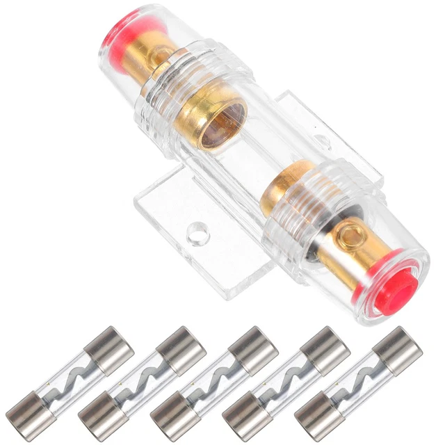 Portafusibles AGU In-Line Para Cable 4/8 AWG - Incluye 5 Fusibles De 60 Amperios, Carcasa Transparente
