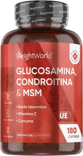 Glucosamina Condroitina e MSM Integratore in 180 Capsule per 6 Mesi