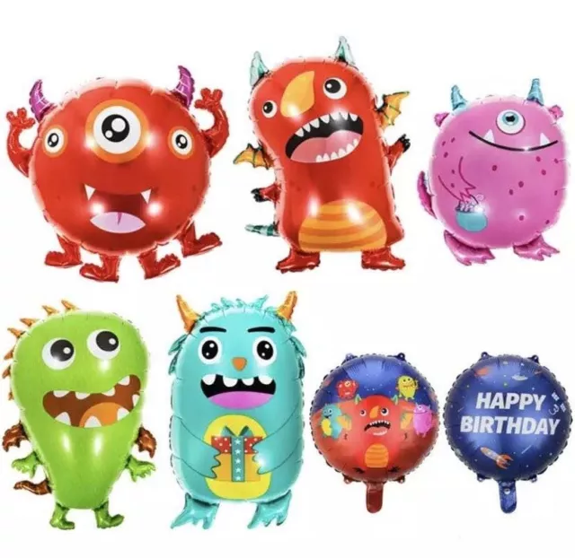 FUNNY MONSTER Balloon Set Birthday Decorations Party 7 pieces Balloons Boys Girl