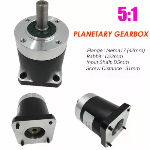 Nema17 Planetary Gearbox 5:1 Reducer Input D5mm Gear Head for 42 Stepper Motor
