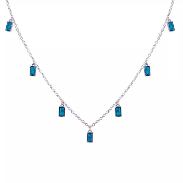 Argent Sterling Collier W/Pendant Turquoise Breloque