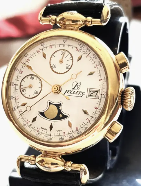 Cronografo Leclerc Valjoux 7768 Fasi Lunari Data Oro Gold Filled Limited Edition