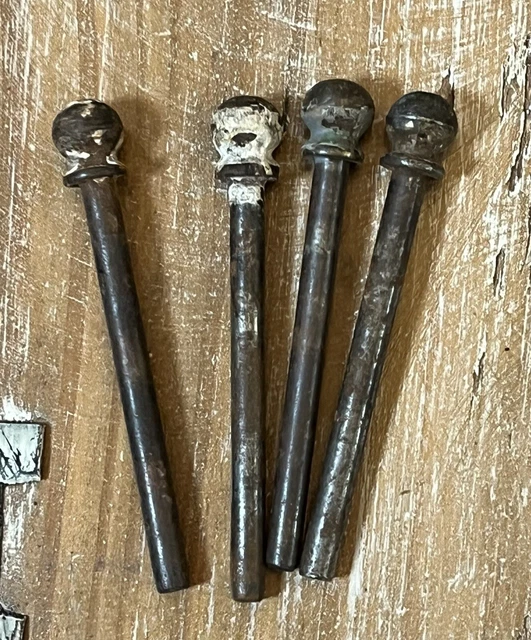 Lot 4 Vtg Cannon Ball Top Door Hinge Steel-Heavy Metal Pins 3.75” Salvage-Set