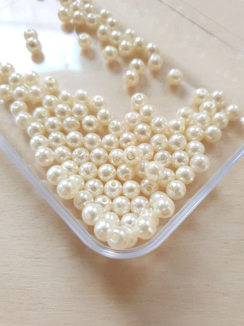 50 x Acrylperlen zum Basteln/Schmuckherstellung ♥ Beads Perlmuttfarben Ø 6mm