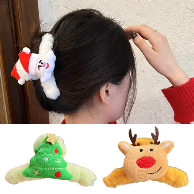 Santa Claus Hair Claws Hair Accessories Fluffy Grab Clip DIY Ponytail Clip