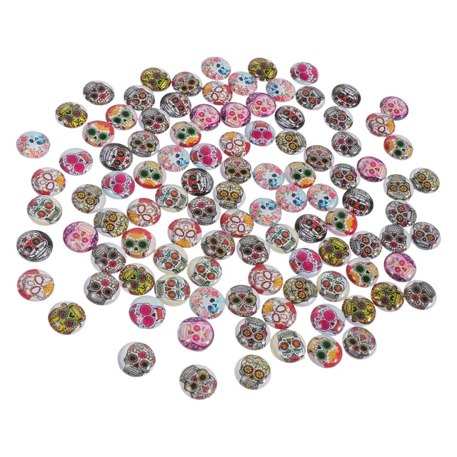 100 piezas Parche de Vidrio para la Calavera Hágalo usted mismo Gemas Vintage Vidrio Cabujones Calavera Vidrio Cabujones