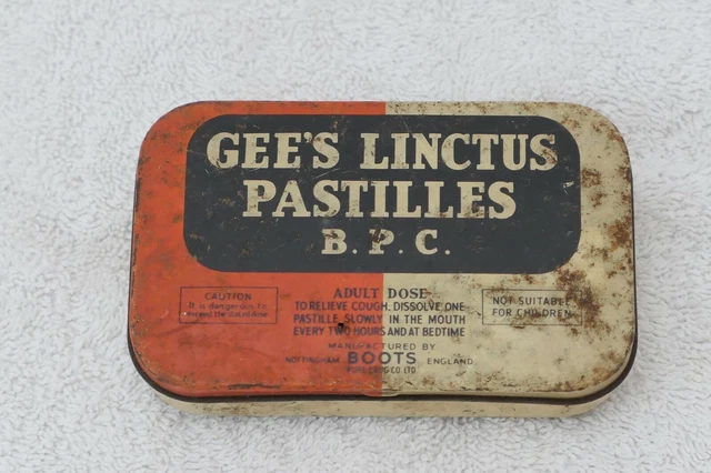 Vintage Retro Gee's Linctus Pastilles B.P.C. Tin, Empty