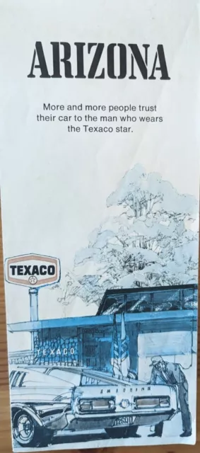 Vintage 1973 Arizona Road Map Texaco Phoenix Tucson Lake Mead Mileage Table