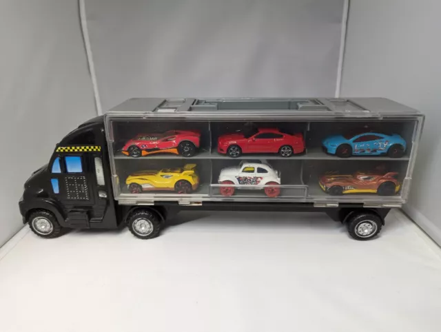 HOT WHEELS MATCHBOX Semi Truck Carrier Car Case With 12 Hot Wheel