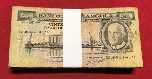 PORTUGUESE ANGOLA - 1962 20 Escudos FINE/VF - 100 PIECES LOT