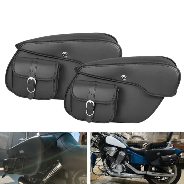 Black Motorcycle Side Saddle Bags For Harley  Fatboy Heritage Softail