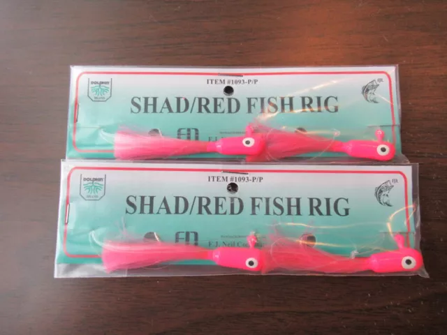 2 Redfish Red Drum Channel Spottail Bass Double Jig Rig 1/4 Oz Pink Jigs 30Lb