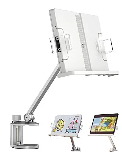 Book Holder for Desk, Book Stand for Reading Hands Free, Aluminum Alloy and