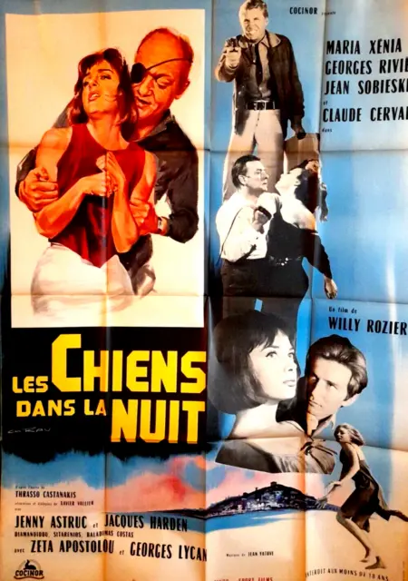 MX2 Affiche Cinema 120x160 LES CHIENS DANS LA NUIT CLAUDE CERVAL XENIA 1965