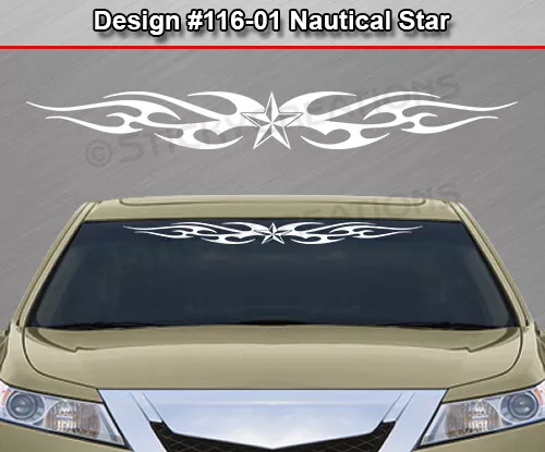 116-01 Nautical Star Decal Sticker Vinyl Graphic Windshield Window Tribal Flame