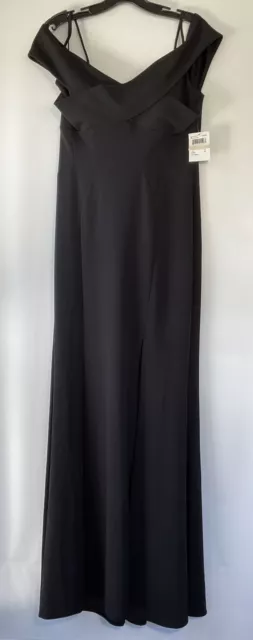 Nightway Black Off-Shoulder Sheath Prom / Evening Dress W/Leg Slit Size 12 NWT