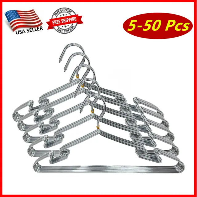 5-50 Pcs of Stainless Steel Wire Coat Hanger Strong Heavy Duty Clothes Hangers