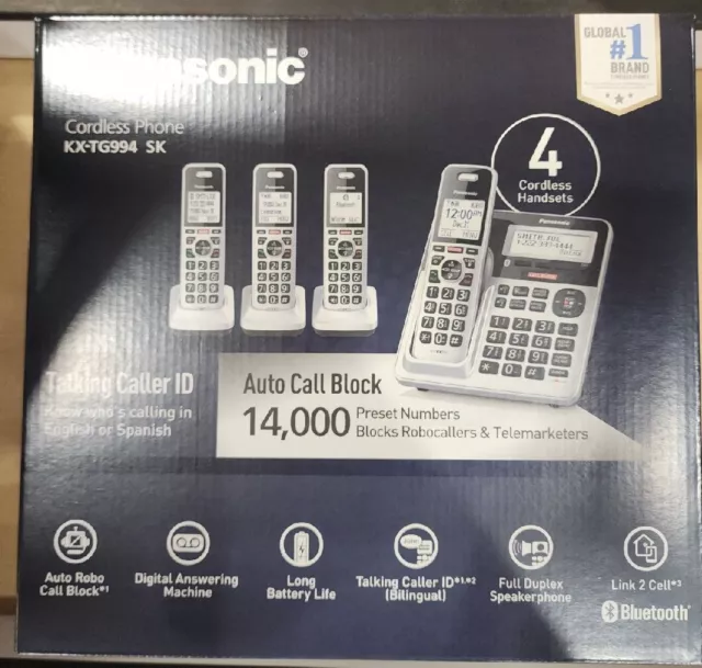 Panasonic KX-TG994SK   Bluetooth  4-Handset Cordless Phone Bundle