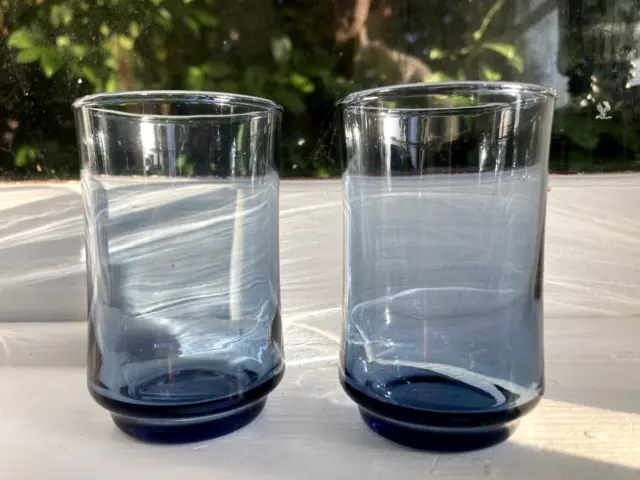 Vintage Libbey Bolero Blue Juice Glasses Smokey Gray 6oz 3.75” Set of 2