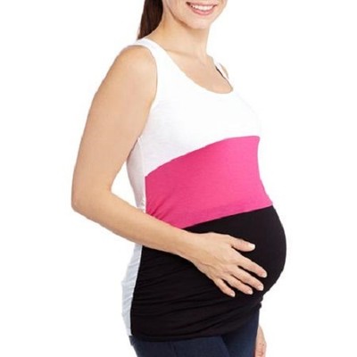 XL Planet Motherhood MATERNITY Womens Colorblock Stretch Knit Tank Top Ruched