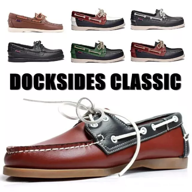 Men Women Genuine Leather Driving Shoes Classic Boat Shoes Lace-up Flat Loafers