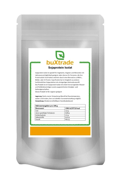 5 kg | Soja Protein Isolat | Vegan | Vegetarisch | Eiweiß | GMO frei | Buxtrade