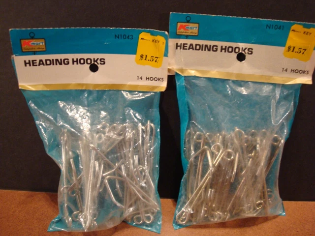(28) Vintage Kmart 3" Slip-On Steel Drapery Curtain Hooks 1" Drop - NOS