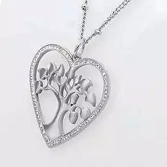 Tree Of Life Long Necklace Heart Shaped Pendant