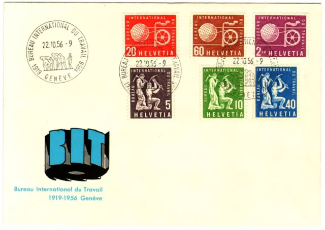 Internationale Arbeitsorganisation ILO / BIT Genf. Mi-Nr. 94-99 auf FDC.