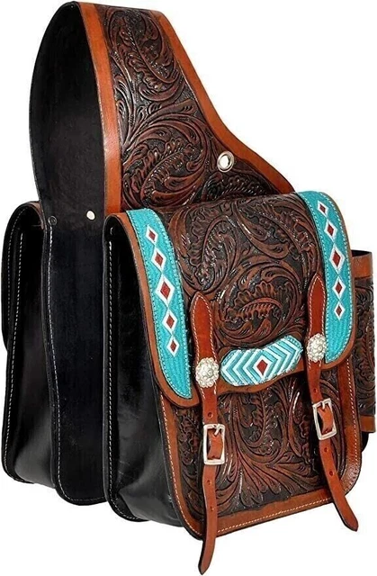 Sac de selle en cuir de vache véritable Western Equestrian Trail