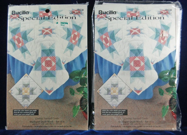 Bloques De Edredón Estampados Bucilla De Colección 1996 - Starburst #64518 - Juego De 6 - X Dos
