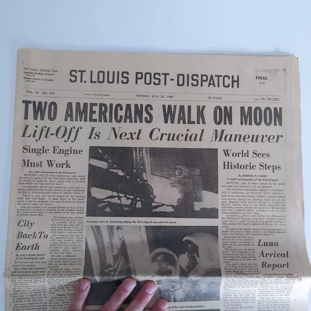 MOON LANDING ST LOUIS POST DISPATCH Newspaper July 21, 1969 (Complete) Kennedy 2