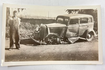 ANTIQUE CAR CRASH photo guilty looking teen 1935 excellent $5.00 - PicClick