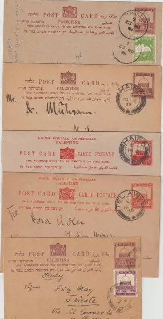 PALESTINE POSTAL STATIONERY CARDS 1934 to 1946 DOME of the ROCK