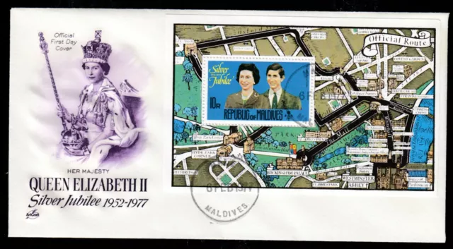 Malediven Bl. 42 FDC, 25 Jahre Regentschaft Elisabeth