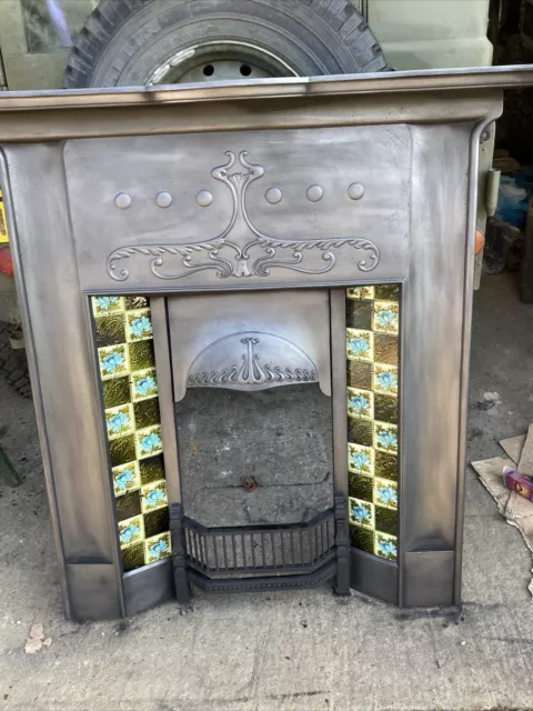 Original Art Nouveau Cast Iron Fireplace