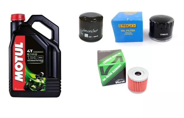 Huile moteur MOTUL 5100 10w40 4L filtre à huile HIFLO Vesrah HONDA KAWASAKI SUZU