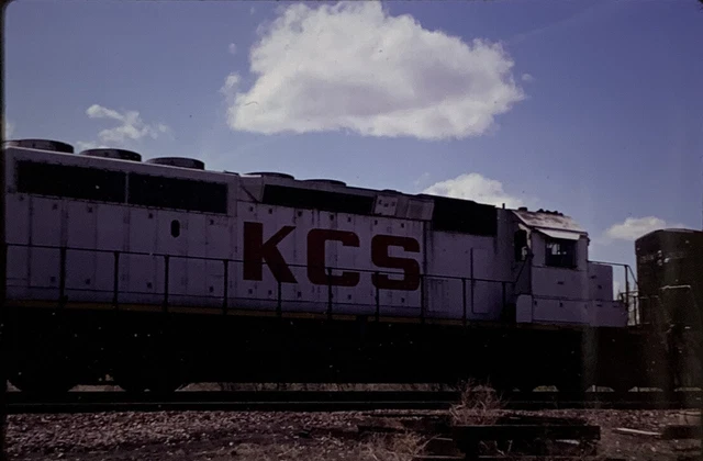 Vtg 35mm Slide KCS Kansas City Southern Railroad Train Engine