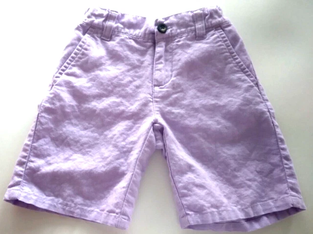 Janie and Jack boy 4y linen shorts, lilac, button back pockets