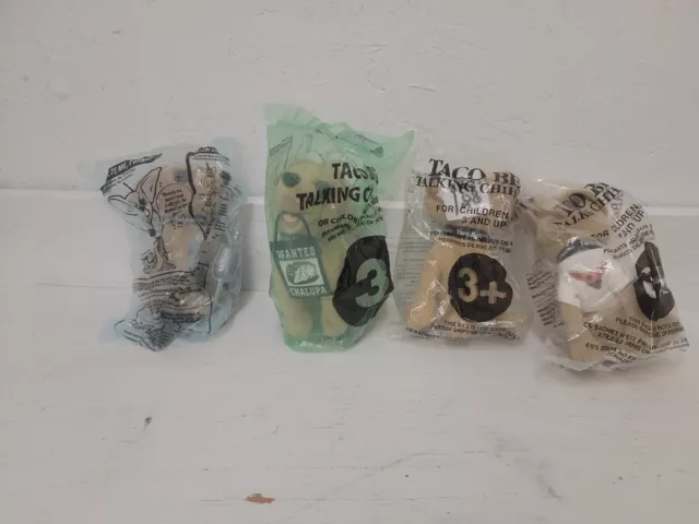 4 TACO BELL CHIHUAHUAS  Plush Lot SEALED ALL DIFFERENT RARE NOT WORKING VINTAGE