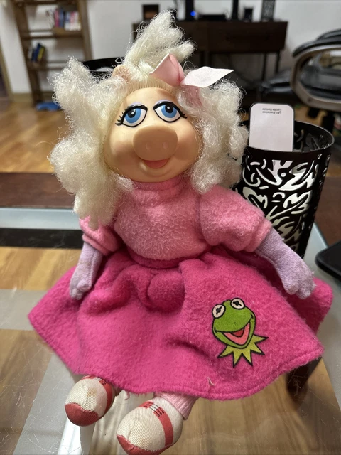 Vintage 1989 Jim Henson Muppets Miss Piggy Pink Dress Poodle Skirt Plush Doll