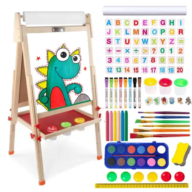 BRINJOY Art Easel for Kids Double-Sided Wooden MagneticÂ