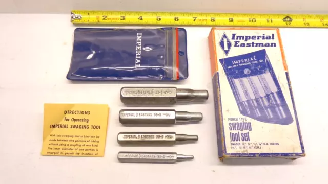 Vintage Imperial Eastman Punch Swaging Tools 193-S 5/8" 1/2" 3/8" 1/4" in Box