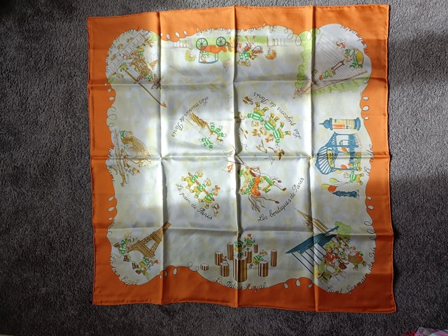 Carré Hermès 'Les Triples' - Foulard En Soie Jaune - Occasion