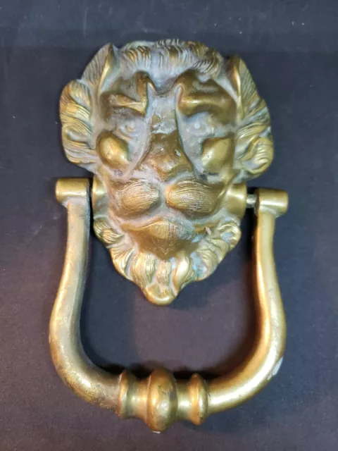 Large Heavy Architectural Hardware Antique Door Knocker Lion Head Brass Bronze