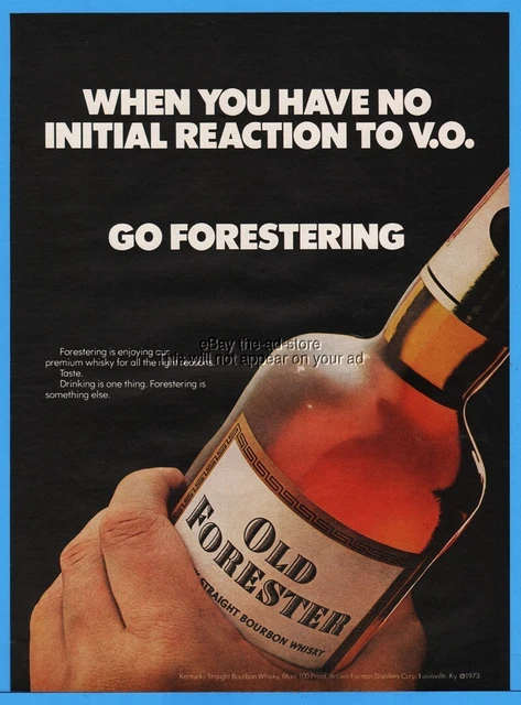 1974 Old Forester Whiskey Brown Forman Distillers Louisville KY Seagram's VO Ad